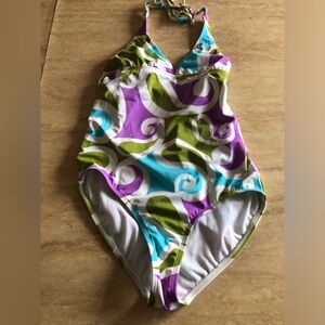 ROXY ONE PIECE TEENAGER HALTER BATHING SUIT, COLORFUL SIZE 16
